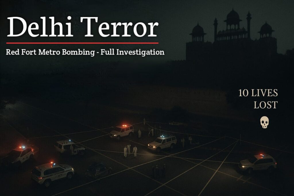 Delhi bomb blast at Red Fort Metro Station, 10 dead 24 injured, emergency vehicles on scene